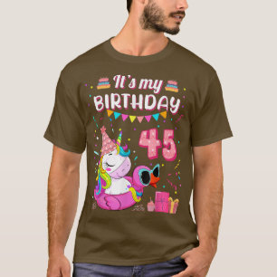 Womens 45th Birthday Unicorn Duck Swimming Pool 45 T-Shirt