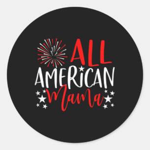 Womens 4th Of July Family Matching Shirts All Amer Classic Round Sticker