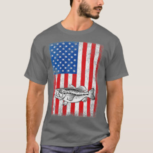 Womens 4th of July Patriotic Bass Fishing American T-Shirt