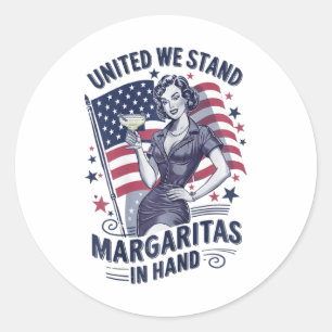 Womens 4th Of July Shirt United We Stand Margarita Classic Round Sticker