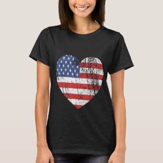 Womens 4th of July Shirts Heart Flag Top
