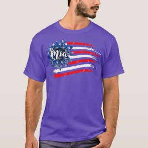 Womens 4th of July Sunflower Mia American Flag Pre T-Shirt