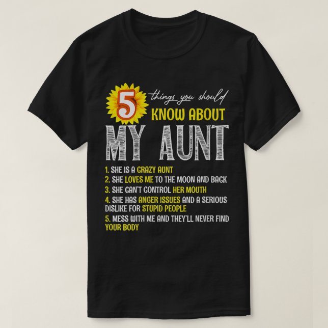 Womens 5 Things You Should Know About My Aunt Sunf T-Shirt (Design Front)