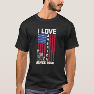 Womens 64tth Birthday I Love America Since 1958 U T-Shirt