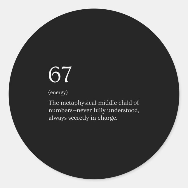 Womens 67 Definition Meme V-neck  Classic Round Sticker (Front)