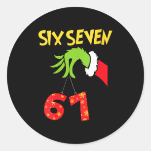 Womens 6 7 Six Seven Gen Z Alpha Meme Slang Holida Classic Round Sticker