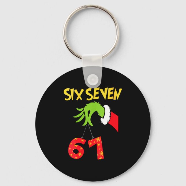 Womens 6 7 Six Seven Gen Z Alpha Meme Slang Holida Keychain (Front)