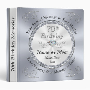 Women's 70th Birthday Gift Ideas, Personalized Binder