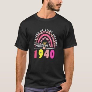 Womens 82 Years Of Being Awesome Leopard Rainbow 8 T-Shirt