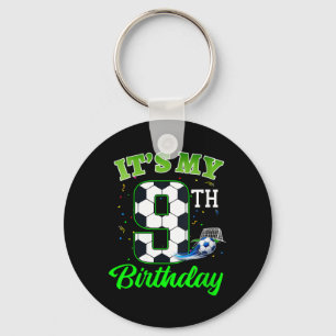 Womens 9th Birthday Football Boy Girl Kids Soccer Keychain