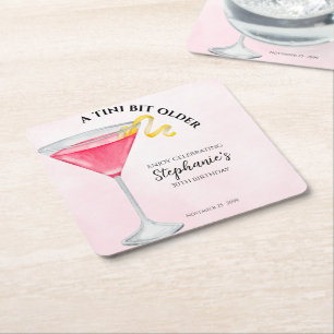 Women's A Tini Bit Older Pink 30th Birthday Square Paper Coaster