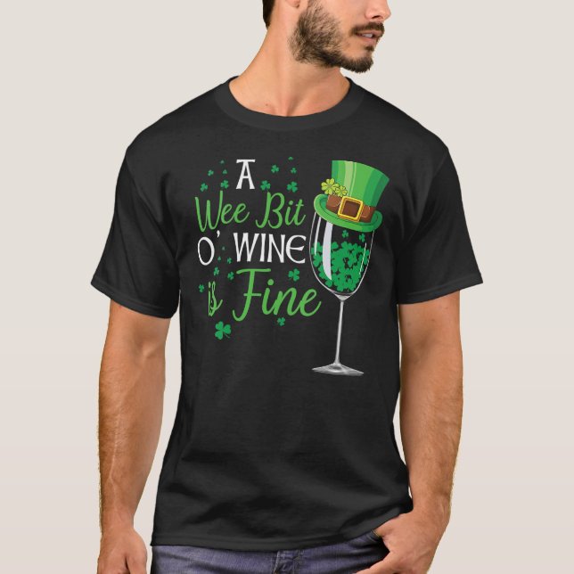Womens A Wee Bit O' Wine St Patrick's Day Shirt Fu (Front)