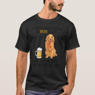 Womens A Woman Cannot Survive On Beer Alone Golde T-Shirt