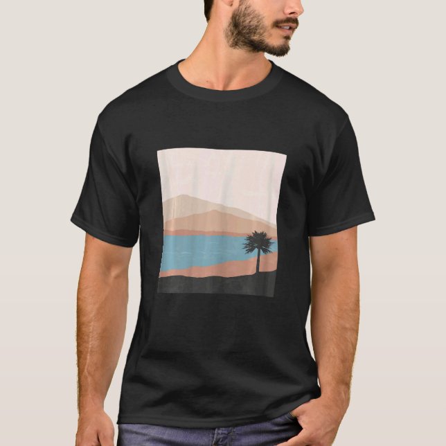 Womens Abstract mid century modern landscape boho  T-Shirt (Front)
