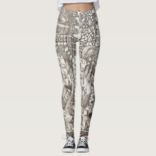 Women's Abstract Modernist Symbolist Monochrome Leggings