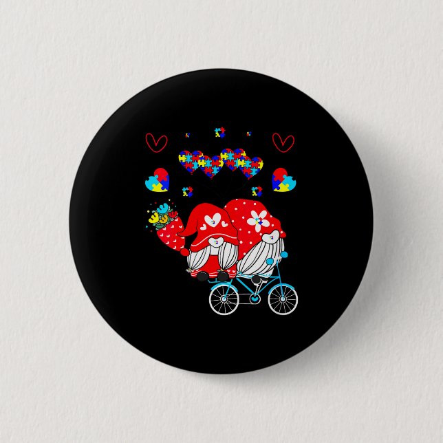 Womens Accept Understand Love Autism Awareness Gno 2 Inch Round Button (Front)