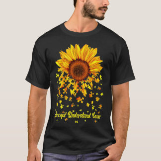 Womens Accept Understand Love Sunflower Autism Awa T-Shirt