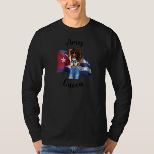 Womens Afro Cuban Aries Queen African Zodiac Cuba  T-Shirt