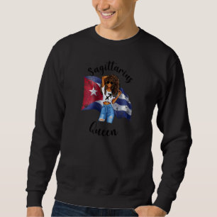 Womens Afro Cuban Sagittarius Queen African Zodiac Sweatshirt