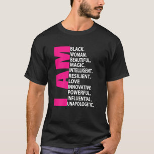 Womens Afro Girl I Am Black Woman Beautiful Magic T-Shirt