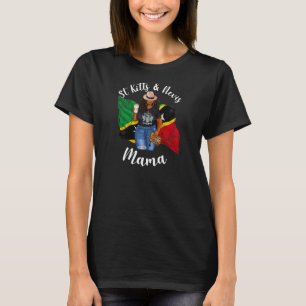 Womens Afro St Kitts And Nevis Mama Loves Coffee C T-Shirt