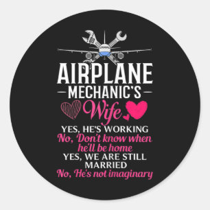Womens Aircraft Mechanic Wife Airplane Maintenance Classic Round Sticker