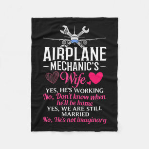 Womens Aircraft Mechanic Wife Airplane Maintenance Fleece Blanket