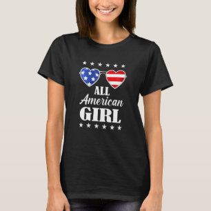 Womens All American Girl 4th Of July Girl Kids Sun T-Shirt