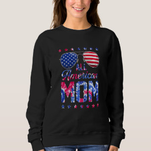 Womens All American Mom 4th Of July Tie Dye Mothe Sweatshirt