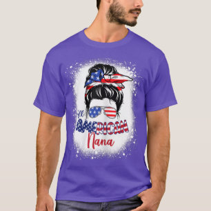 Womens All American Nana USA Grandma Flag Messy Bu T-Shirt