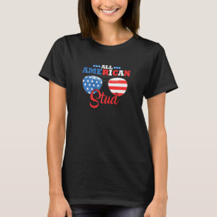 Womens All American Stud 4th-Of-July Independence  T-Shirt
