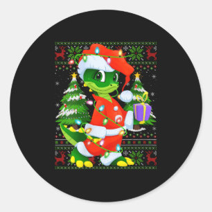 Womens Alligator Christmas Lights Santa Costume Ug Classic Round Sticker