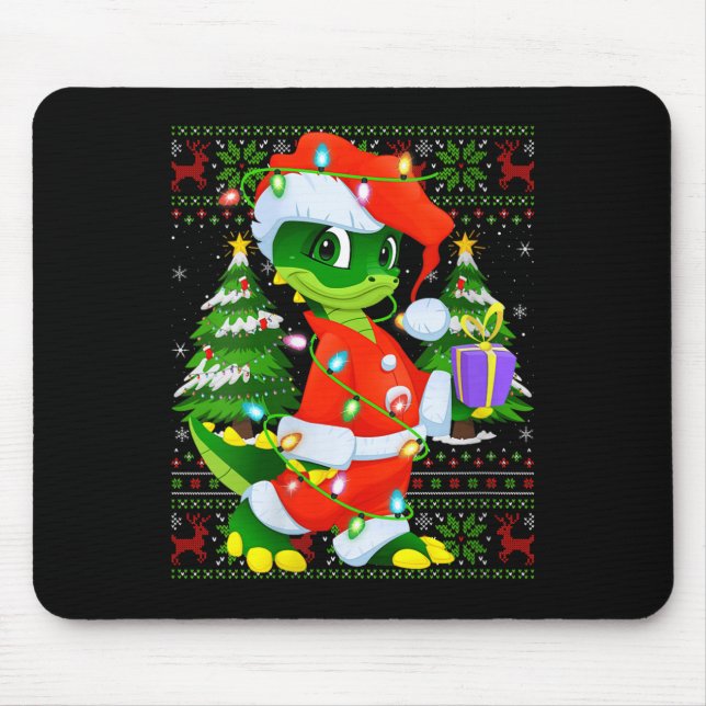 Womens Alligator Christmas Lights Santa Costume Ug Mouse Pad (Front)