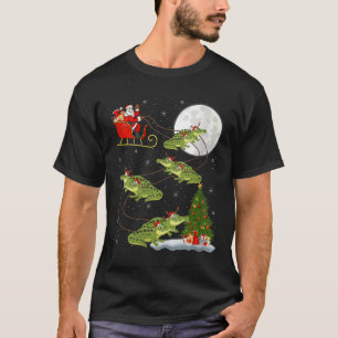 Womens Alligator Santa Sleigh Flying Funny Magical T-Shirt