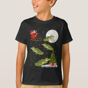 Womens Alligator Santa Sleigh Flying Funny Magical T-Shirt