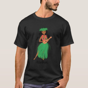 Womens Aloha Hawaii Hawaiian Cute Ukulele Hula Dan T-Shirt