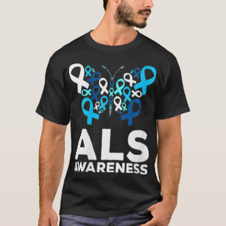 Womens ALS Awareness Month Butterfly Made Of Blue  T-Shirt