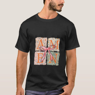 Womens Amen Coquette Bow Wildflower Floral Spring T-Shirt