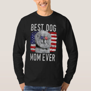 Womens American Flag Best Dog Mom Ever Tibetan Mas T-Shirt