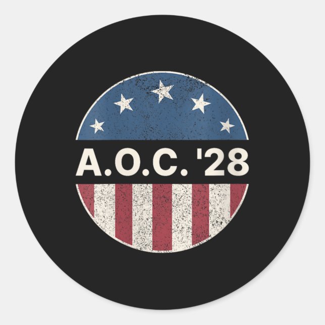 Womens Aoc 2028 A.o.c. 2028 For President American Classic Round Sticker (Front)
