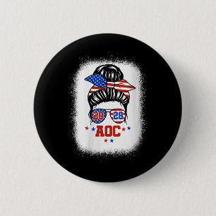 Womens Aoc 2028 A.o.c. 2028 For President Messy Bu 2 Inch Round Button