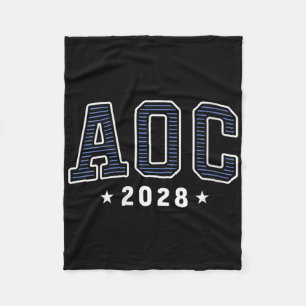 Womens Aoc 2028 Simple Preppy Varsity V-neck  Fleece Blanket