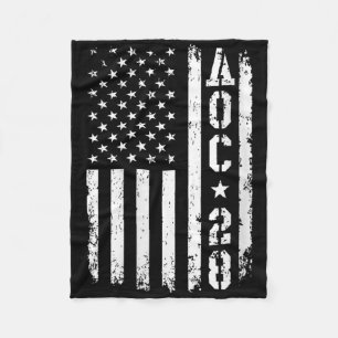 Womens Aoc 2028 Us Flag V-neck Fleece Blanket