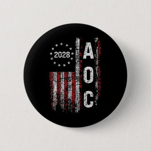 Womens Aoc Alexandria Ocasio Cortez 2028 For Presi 2 Inch Round Button