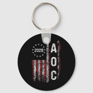 Womens Aoc Alexandria Ocasio Cortez 2028 For Presi Keychain