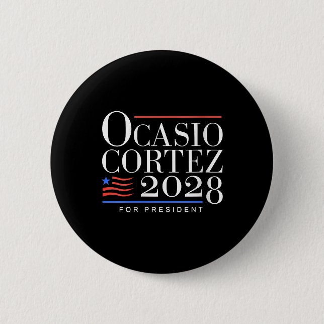 Womens Aoc For President 2028 V-neck  2 Inch Round Button (Front)