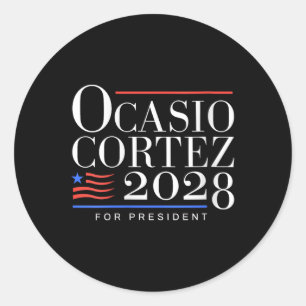 Womens Aoc For President 2028 V-neck  Classic Round Sticker
