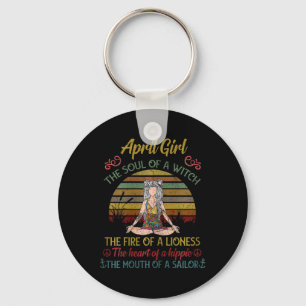 Womens April Girl Witch Soul Cute Vintage Birthday Keychain