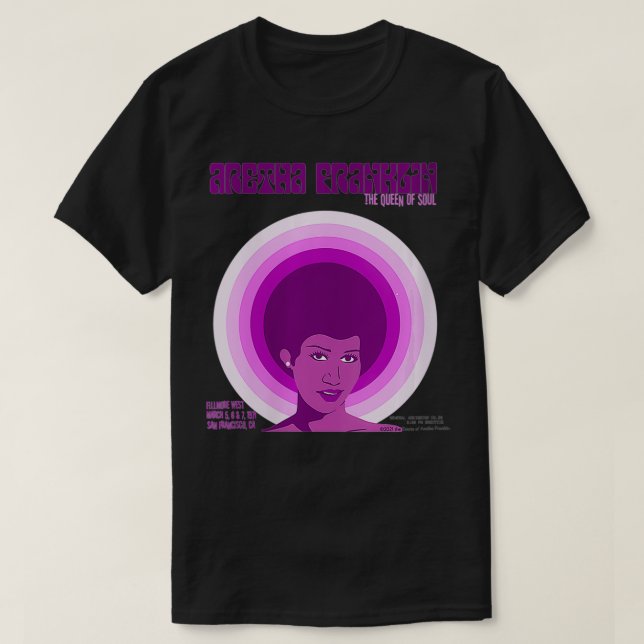 Womens Aretha Franklin Fillmore West Pink VNeck  T-Shirt (Design Front)