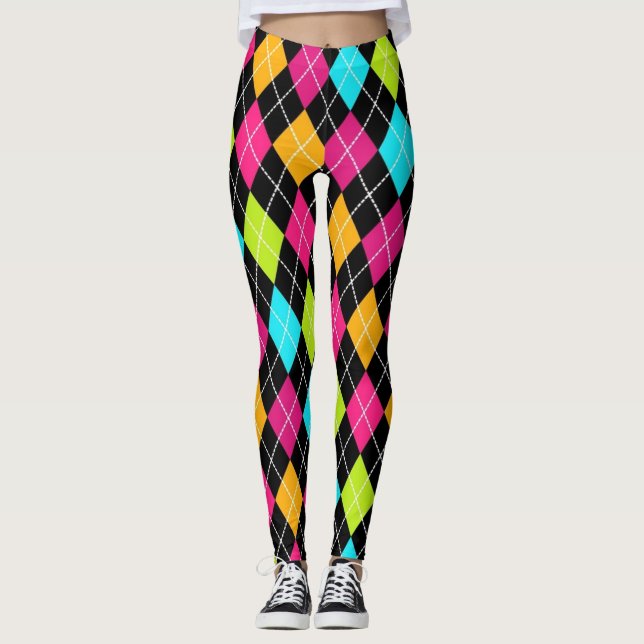 Women's Argyle Leggings in Multi-colour (Front)